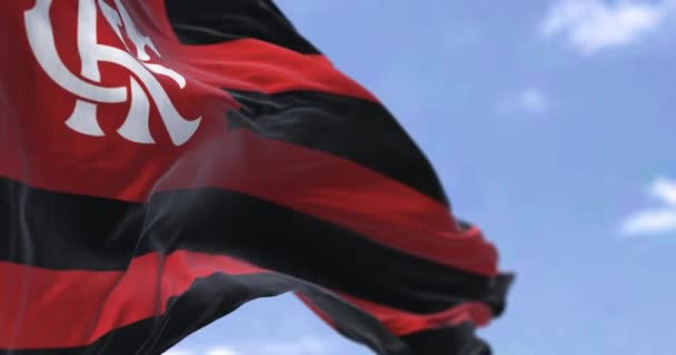 Rio Janeiro Ekim 2022 Rüzgarda Dalgalanan Flamengo Bayrağının Yakın Çekim — Stok video