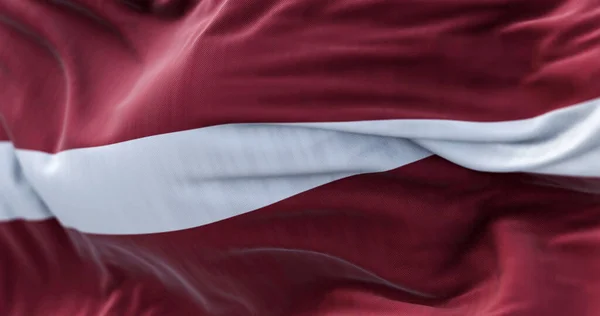 Vista Cerca Bandera Nacional Letonia Ondeando Viento República Letonia Estado —  Fotos de Stock
