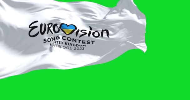 Liverpool Ngiltere Ekim 2022 2023 Eurovision Şarkı Yarışması Nın Bayrağı — Stok video