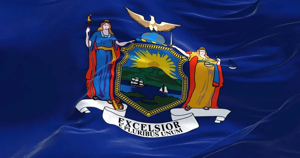 Amerika Nın New York Eyaletinin Bayrağı Dalgalanıyor New York Eyaleti — Stok fotoğraf