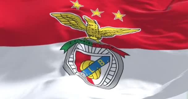 Lissabon Oktober 2022 Die Flagge Der Slb Benfica Weht Wind — Stockvideo
