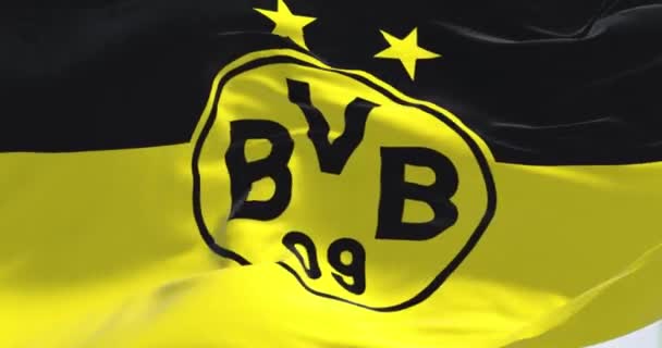 Dortmund Ger Eylül 2022 Rüzgarda Dalgalanan Borussia Dortmund Bayrağı Borussia — Stok video