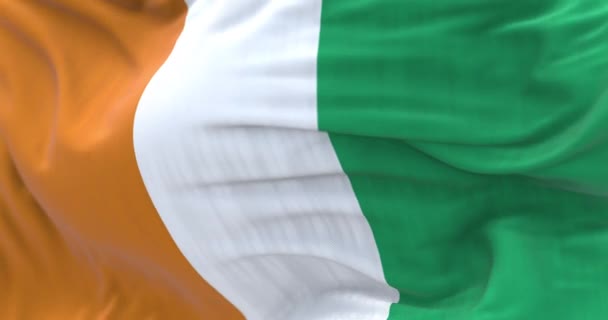 Närbild Elfenbenskusten Nationell Flagga Viftar Republiken Elfenbenskusten Västafrikansk Stat Tygstruktur — Stockvideo