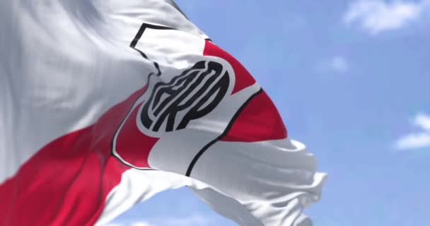 Μπουένος Άιρες Οκτώβριος 2022 Σημαία Του Ποταμού Πλάκα Κυματίζει Στον — Αρχείο Βίντεο