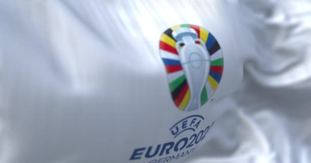Berlijn Oktober 2022 Vlag Van Uefa Euro 2024 Wappert 17E — Stockvideo