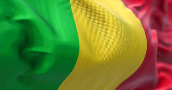 Närbild Mali Nationella Flaggan Viftar Vinden Republiken Mali Ett Inlandslöst — Stockfoto