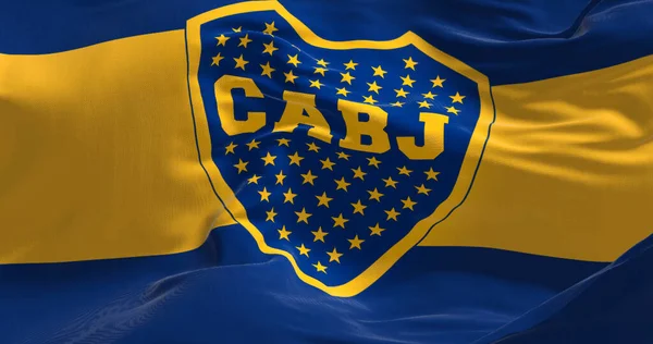 Buenos Aires Outubro 2022 Bandeira Boca Juniors Acenando Vento Boca — Fotografia de Stock
