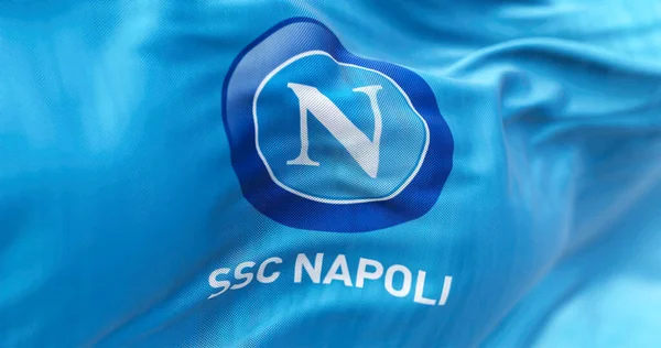 Napels Italië Juli 2022 Vlag Van Ssc Napoli Wapperend Ssc — Stockfoto