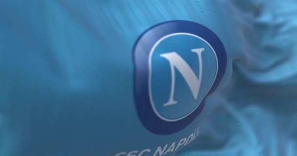Napoli Italia Luglio 2022 Bandiera Ssc Napoli Sventola Napoli Una — Video Stock