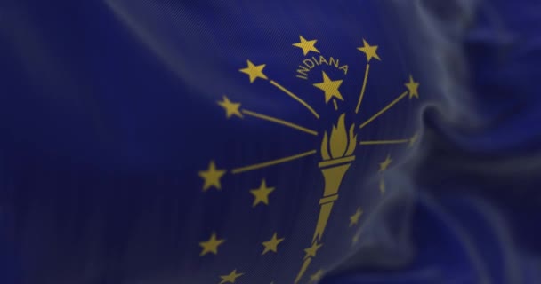 Indiana Eyaletinin Rüzgarda Dalgalanan Bayrağının Yakın Çekimi Indiana Amerika Birleşik — Stok video