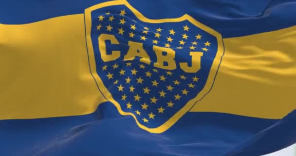 Buenos Aires Říjen 2022 Vlajka Boca Juniors Textilní Texturované Pozadí — Stock video