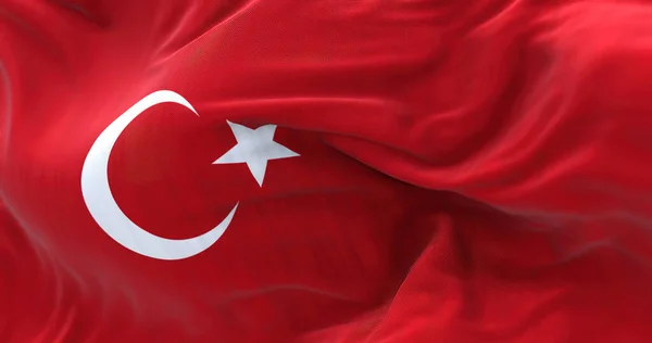 Widok Bliska Falującą Flagę Turcji Republika Turcji Jest Krajem Transkontynentalnym — Zdjęcie stockowe