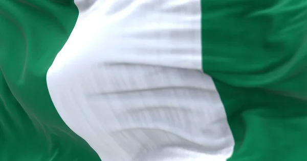 Widok Bliska Nigeryjskiej Flagi Narodowej Republika Federalna Nigerii Jest Krajem — Zdjęcie stockowe
