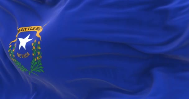 内华达州的国旗在风中飘扬 内华达州是一个位于美国西部的联邦州 面料纹理背景 有选择的重点 无缝圈慢动作 3D渲染 — 图库视频影像
