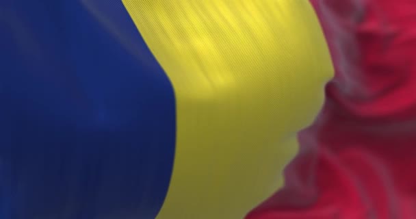 Detalle Bandera Nacional Rumana Ondeando Viento Rumanía Estado Miembro Unión — Vídeos de Stock