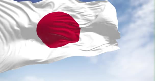 Крупный План Размахивания Ветру Японским Флагом Япония Является Островной Страной — стоковое видео
