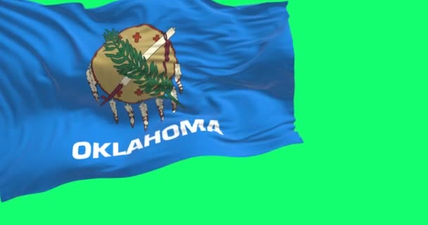 Menutup Pandangan Dari Melambaikan Bendera Negara Oklahoma Oklahoma Adalah Sebuah — Stok Video