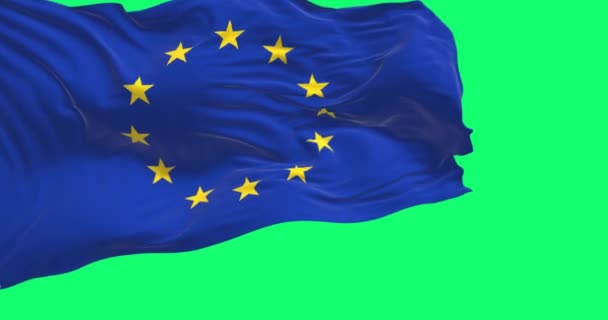 Вигляд Прапора Європейського Союзу Який Розмахує Вітром Безшовна Петля Повільному — стокове відео