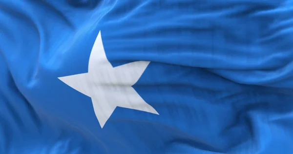 Vista Perto Bandeira Nacional Somália Acenando Vento República Federal Somália — Fotografia de Stock