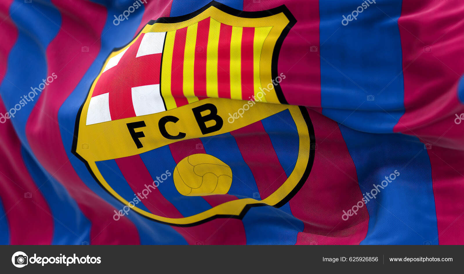 Barcelona Spain May 2022 Close Barcelona Flag Waving Barcelona