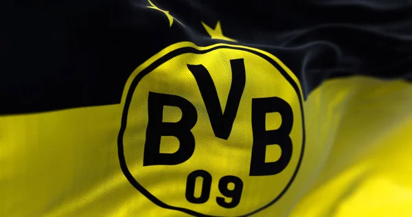 Dortmund Ger Setembro 2022 Bandeira Borussia Dortmund Acenando Vento Borussia — Fotografia de Stock
