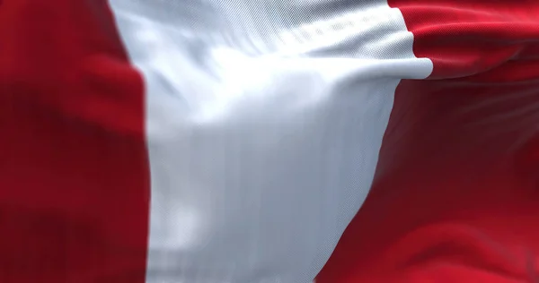 Närbild Perus Nationella Flagga Viftar Vinden Republiken Peru Ett Land — Stockfoto