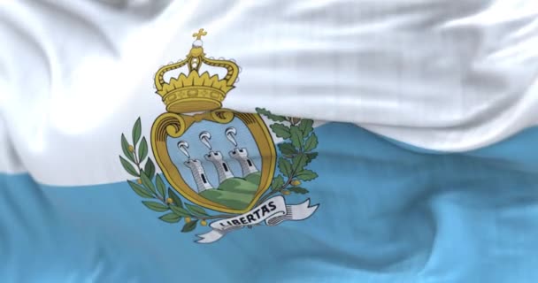 Primer Plano Bandera Nacional San Marino Ondeando San Marino Pequeño — Vídeo de stock