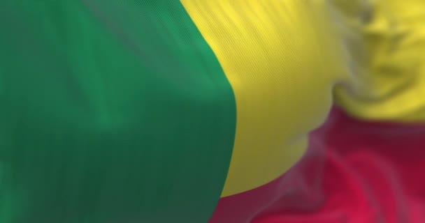 Bandera Nacional Benín Ondeando Viento República Benín País África Occidental — Vídeo de stock