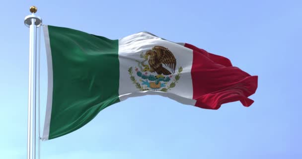 Μεξικανική Εθνική Σημαία Κυματίζει Στον Άνεμο Μεξικό Είναι Μια Χώρα — Αρχείο Βίντεο
