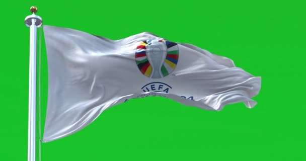 Берлин Октябрь 2022 Года Развевается Флаг Евро 2024 Бесшовный Цикл — стоковое видео