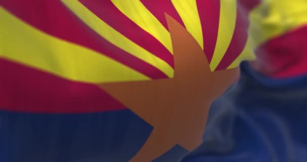 Widok Bliska Falującą Flagę Stanu Arizona Gwiazda Środkowa Oznacza Produkcję — Wideo stockowe