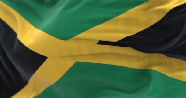 Close View Jamaica National Flag Waving Jamaica Island Country Situated — Vídeo de stock