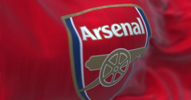 London Storbritannien Dec 2022 Flagga Arsenal Football Club Vinkar Arsenal — Stockvideo