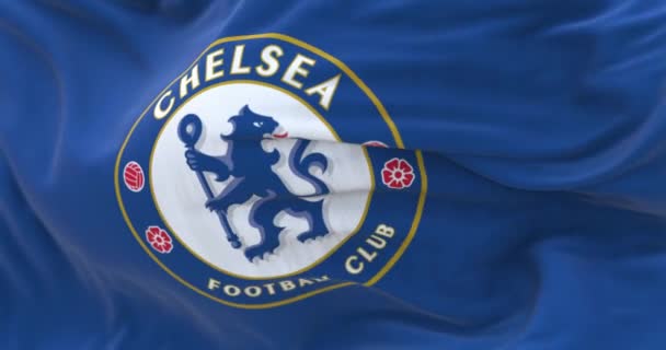 London Jan 2022 Close Chelsea Football Club Flag Waving Blue — Stock videók