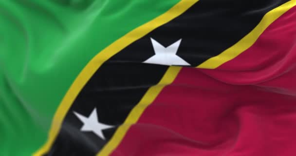 Saint Kitts Nevis National Flag Waving Saint Kitts Nevis Federation — Stockvideo