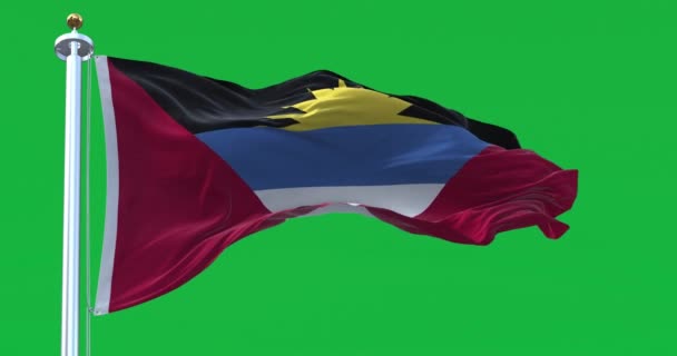 Antigua Barbuda National Flag Waving Isolated Green Background Antigua Barbuda — Vídeo de stock