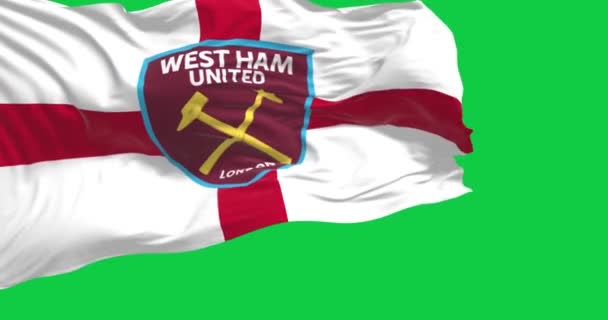 London Oct 2022 Flag West Ham United Waving Isolated Green — Αρχείο Βίντεο