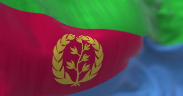 Bendera Nasional Eritrea Melambai Bendera Eritrea Adalah Sebuah Bendera Segitiga — Stok Video