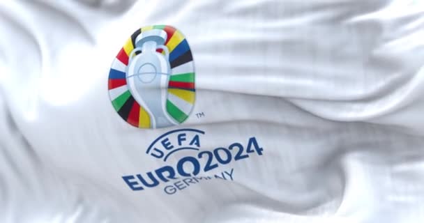 Berlin October 2022 Uefa Euro 2024 Flag Flying 17Th Edition — Vídeo de Stock