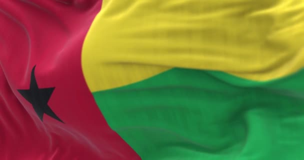 Detail Guinea Bissau National Flag Waving Republic Guinea Bissau West — Αρχείο Βίντεο