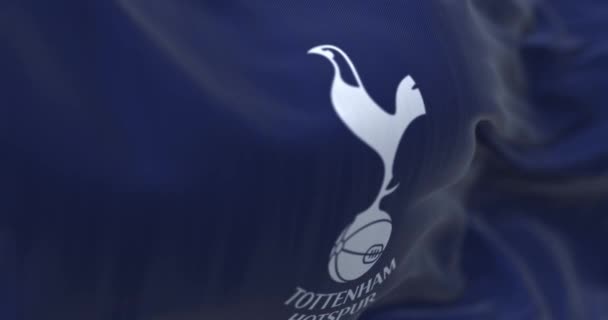 London May 2022 Detail Tottenham Hotspur Flag Waving Fluttering Textile — Wideo stockowe