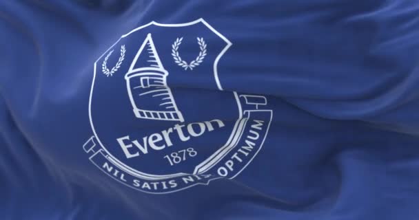 Liverpool Sept 2022 Everton Football Club Flag Waving Everton Professional — Stock videók