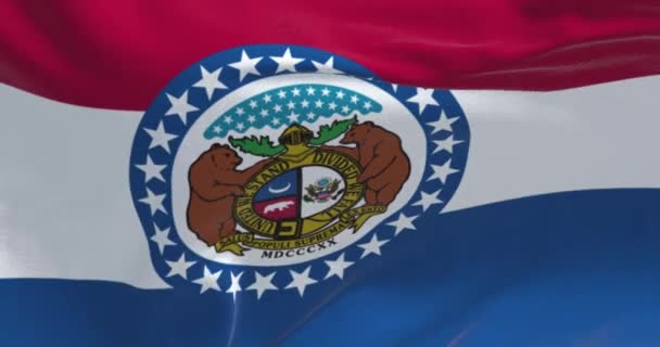 State Flag Missouri Waving Wind Missouri State Midwestern Region United — Video