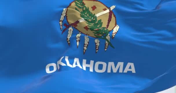Bandera Del Estado Oklahoma Ondeando Oklahoma Estado Región Centro Sur — Vídeo de stock