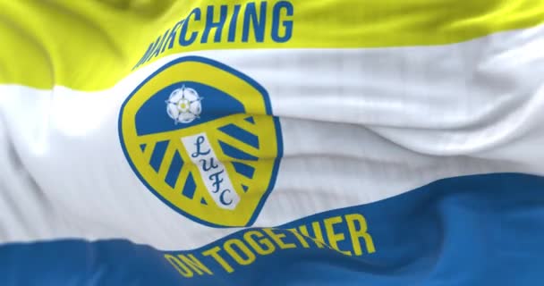 Leeds Reino Unido Octubre 2022 Leeds United Flag Waving Escudo — Vídeos de Stock