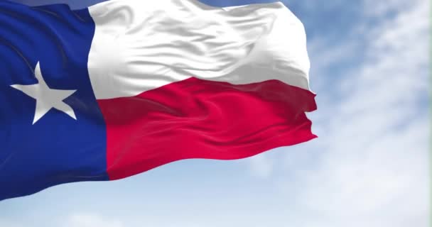 Texas State Flag Fluttering Wind Sunny Day Texas Flag Called — Stockvideo