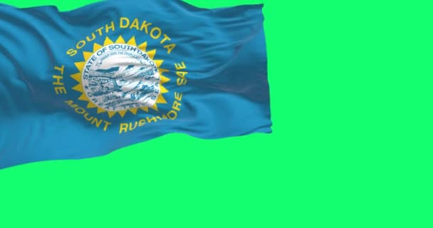 Bendera Dakota Selatan Melambai Terisolasi Dengan Latar Belakang Hijau Federated — Stok Video