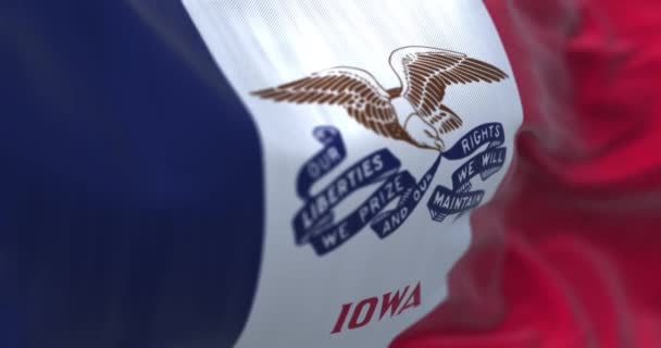 Iowai Zászló Integetésének Részletei Három Függőleges Csík Kék Fehér Piros — Stock videók
