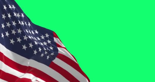 Flag United States America Waving Isolated Green Background Stars Stripes — Stockvideo
