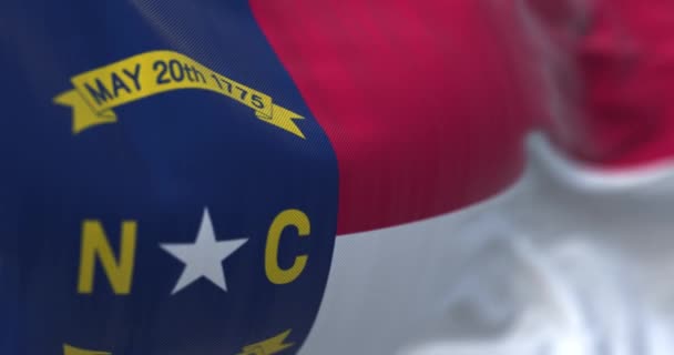 Bandera Del Estado Carolina Del Norte Ondeando Carolina Del Norte — Vídeo de stock